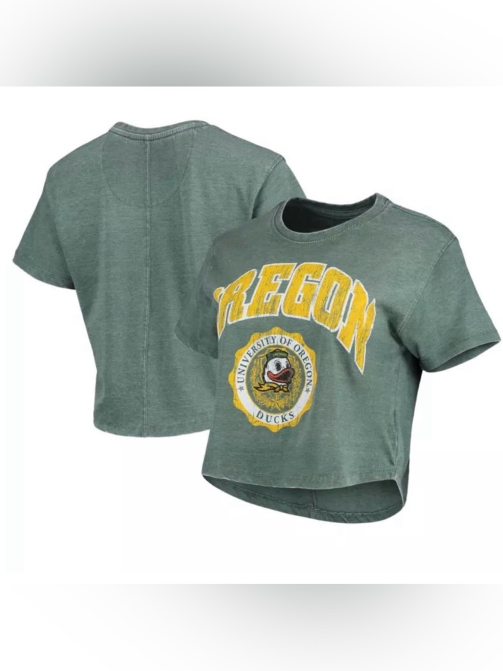 NCAA Oregon Ducks Edith Vintage Burnout Crop T-Shirt